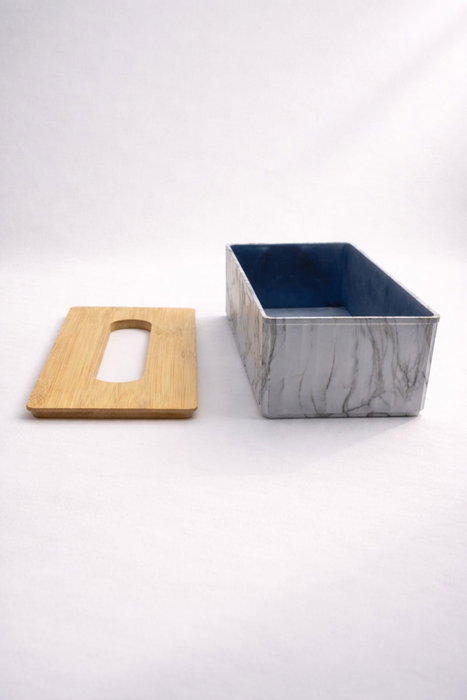 Hermia Soporte para Servilletas BU0117 Blanco y Roble